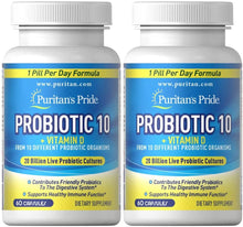 Load image into Gallery viewer, Puritan's Pride Probiotic 10 with Vitamin D, 60 Capsules (Pack of 2)