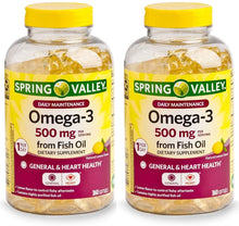 Load image into Gallery viewer, Spring Valley Omega-3 500 mg from Fish Oil Heart Health, Lemon, 360 Softgels (Pack of 2)